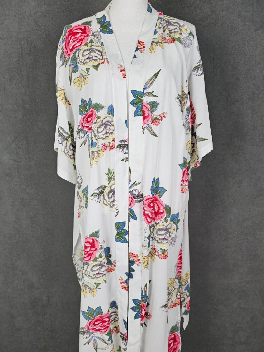 Floral Kimono Cardigan Duster Boho Cottagecore Resort Cover Up OS July Party